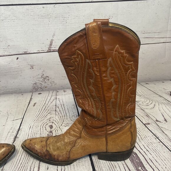 Montana Cowboy Boots Mens 7E Brown Leather‎ Pull On Western Pointed Toe main image 5